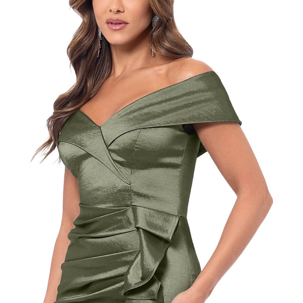 Xscape Olive Off-Shoulder Ruffle Dress - Picture 4 of 4